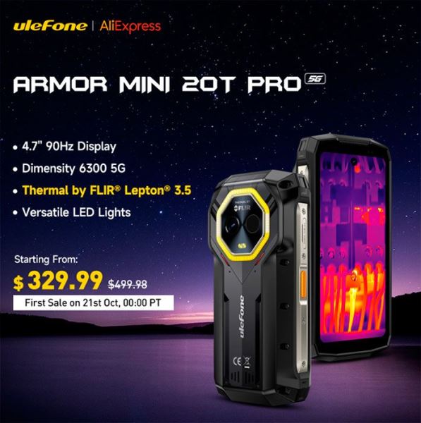 Защищённый смартфон Ulefone Armor Mini 20 Pro Series 5G поступает в продажу по всему миру за $279,99